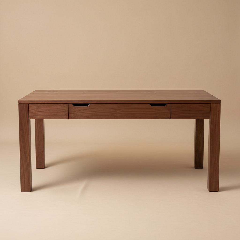 Executive Solid Walnut Home Office Workstation studio shot