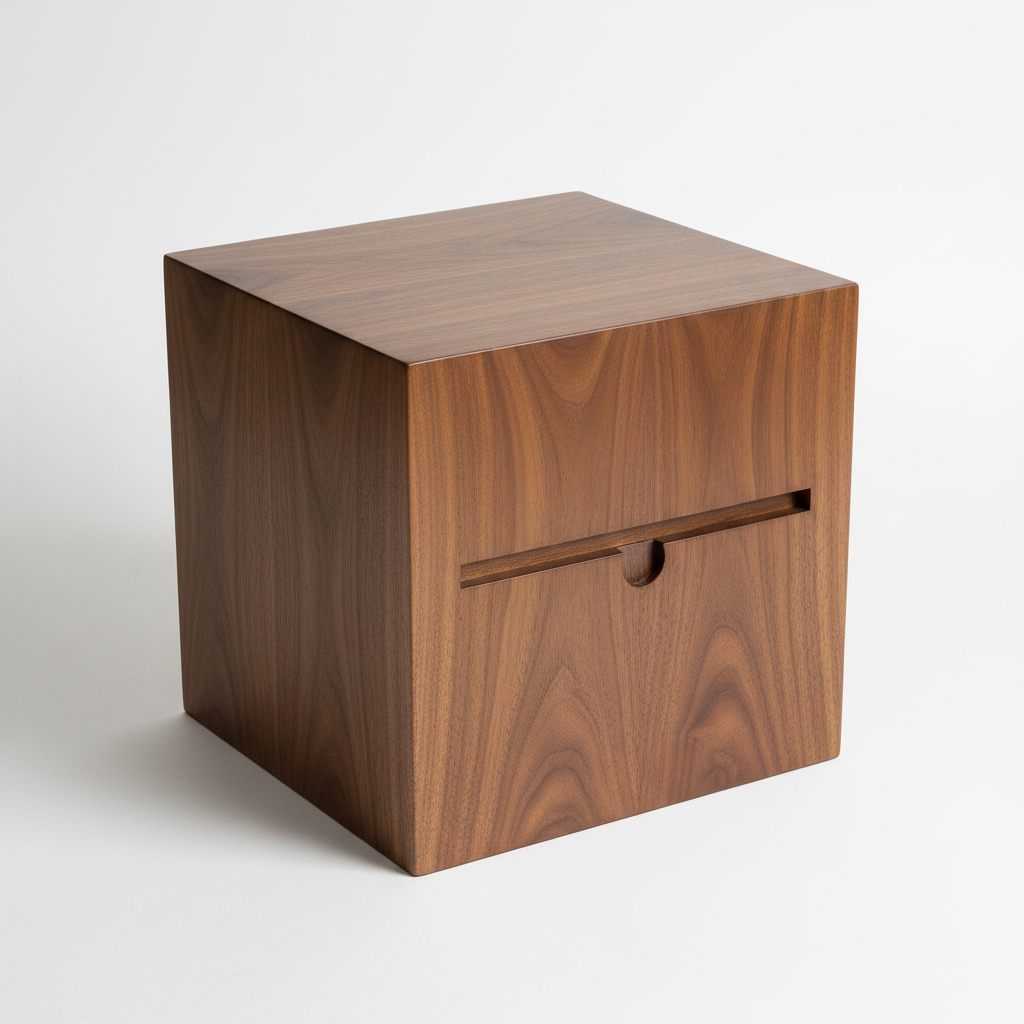 Handcrafted Solid Walnut Accent Table and Storage studio shot