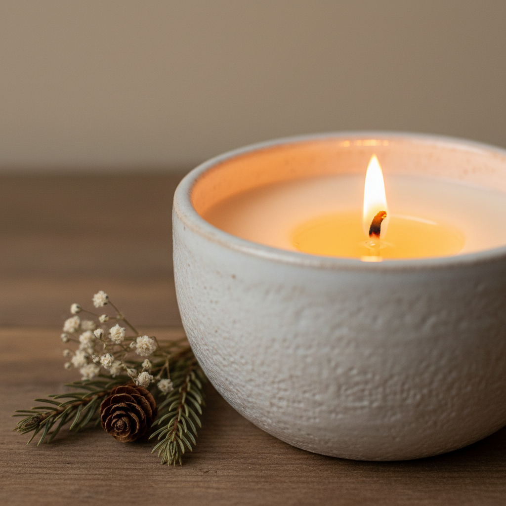 Heritage Home Fragrance soy candle ceramic vessel macro detail shot