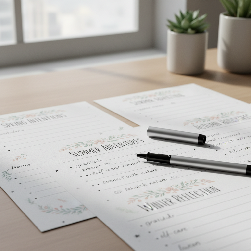 Slow Living Starter Kit seasonal planning printable templates detail shot