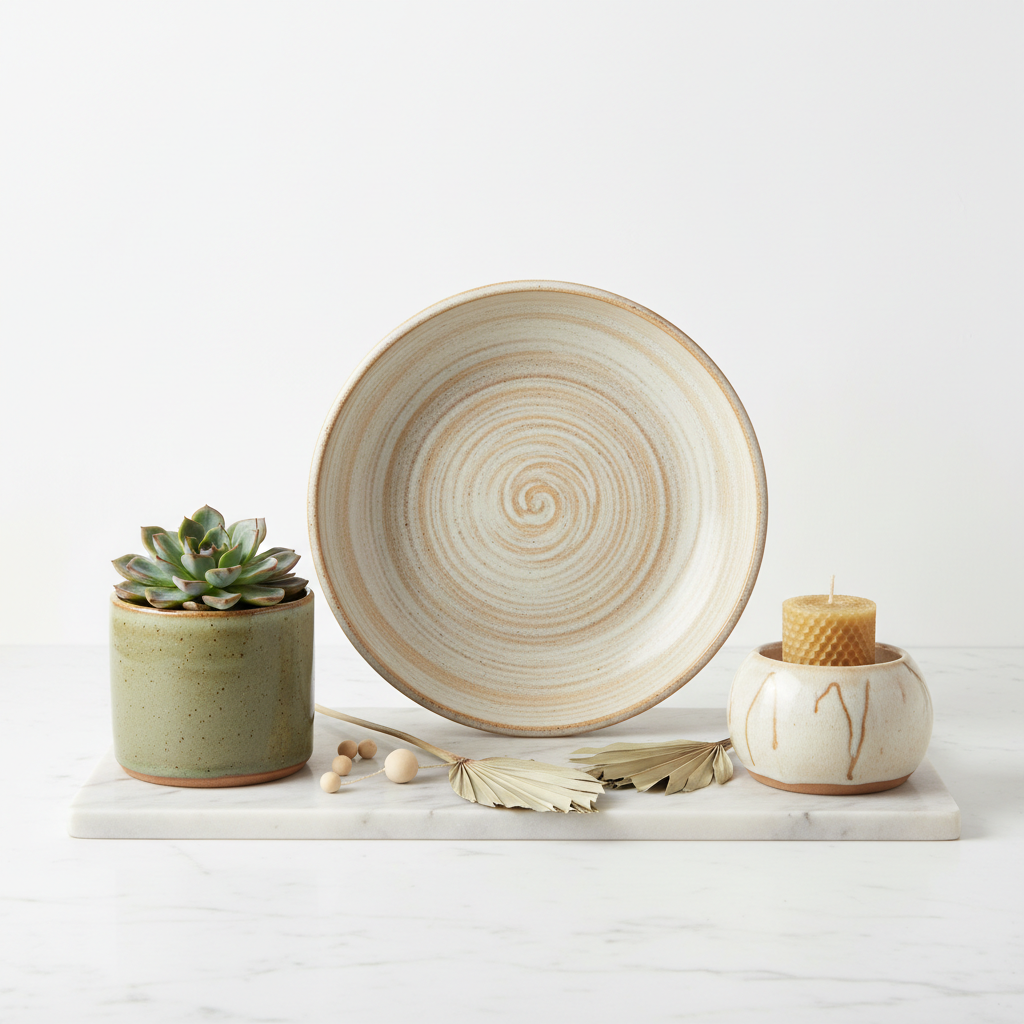 Heritage Home Decor Collection artisan ceramic set studio shot