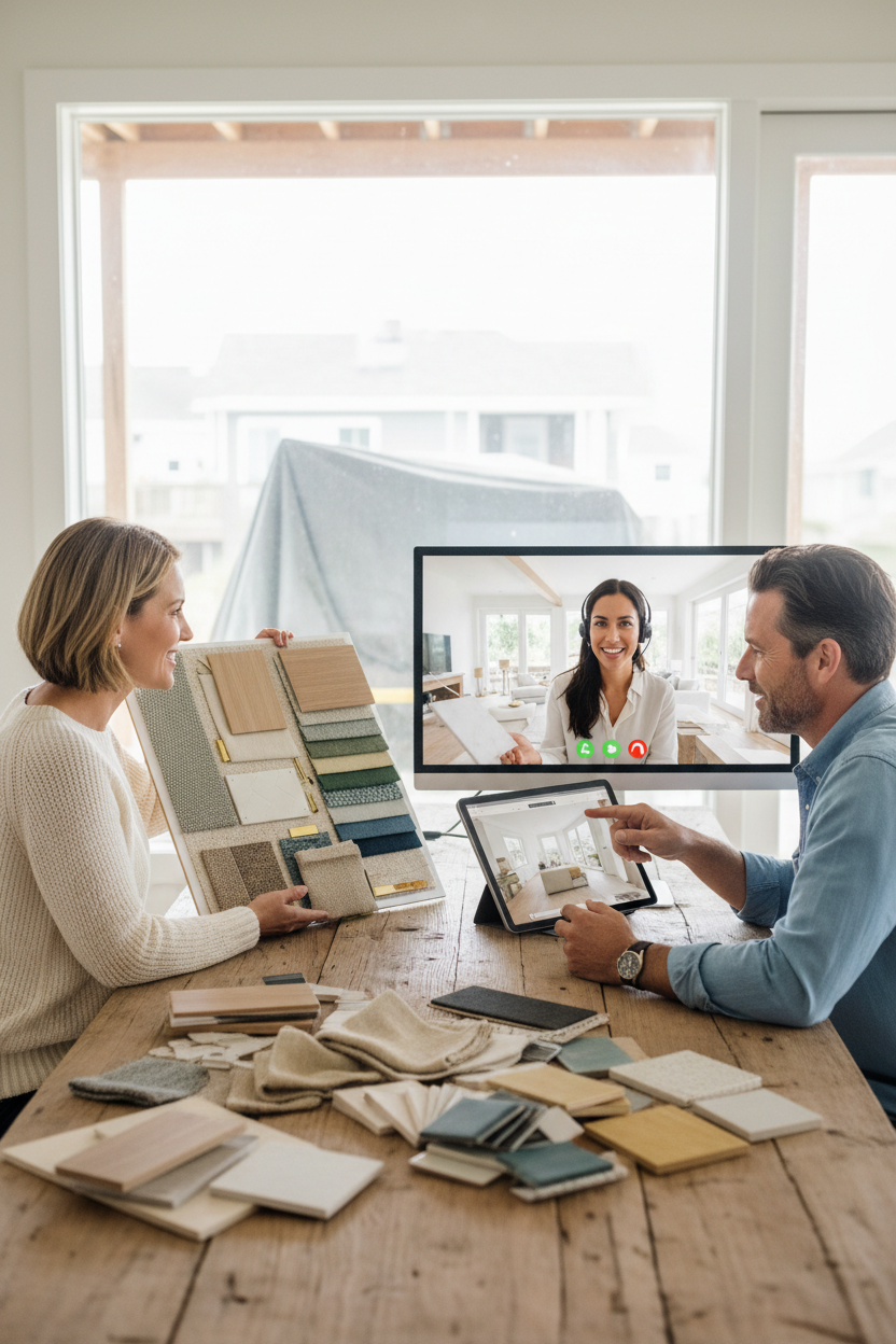 Legacy Home Transformation lifestyle shot with homeowner couple and interior architect
