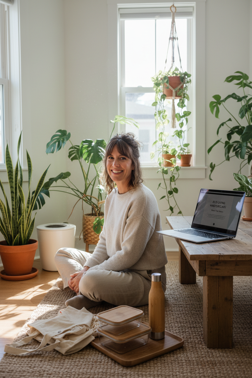 Sustainable Living Masterclass lifestyle shot woman in eco home
