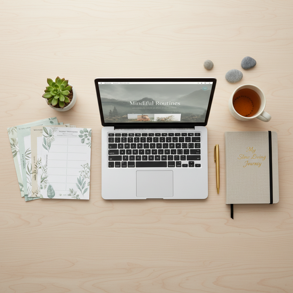 Slow Living Starter Kit digital course and printables studio shot