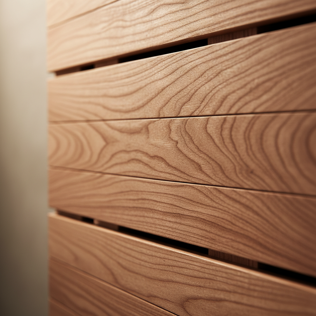 Coastal Wellness Pod cedar wall panel and ventilation macro detail shot